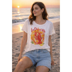 T-SHIRT COTON IMPRIME LA DOLCE VITA