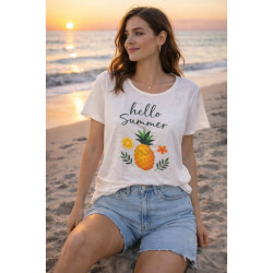 T-SHIRT COTON IMPRIME HELLO SUMMER