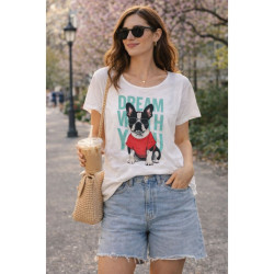T-SHIRT COTON IMPRIME DREAM WITH YOU