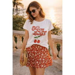 T-SHIRT COTON IMPRIME CHERRY BOMB